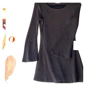 Black ribbed long sleeve dress